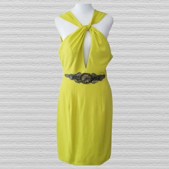 NWT Terani couture Women's 8 yellow open back front twist prom homecoming dress - Picture 1 of 9